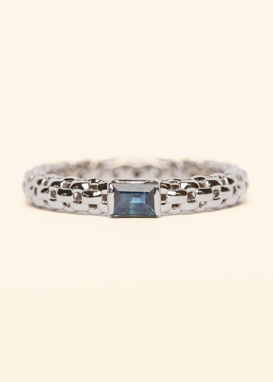 Blue Sapphire Chain Link Ring - Mamma's Liquid Love