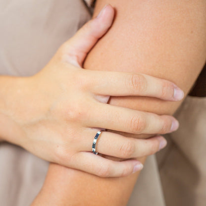 Blue Sapphire Diamond Bar Ring - Mamma's Liquid Love