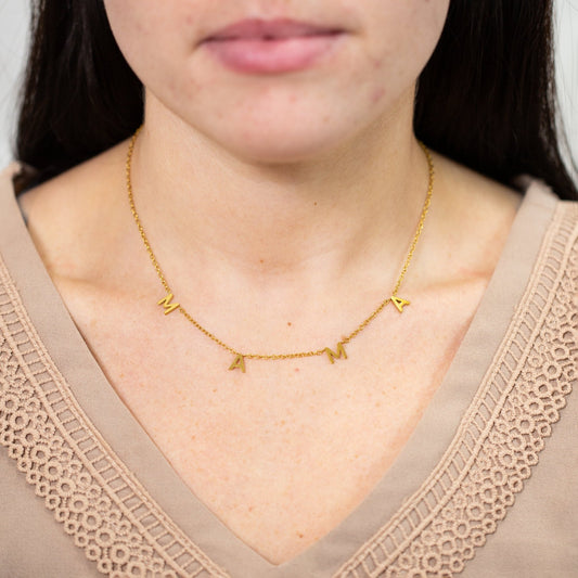 Bold Gold Plated Mama Necklace - Mamma's Liquid Love