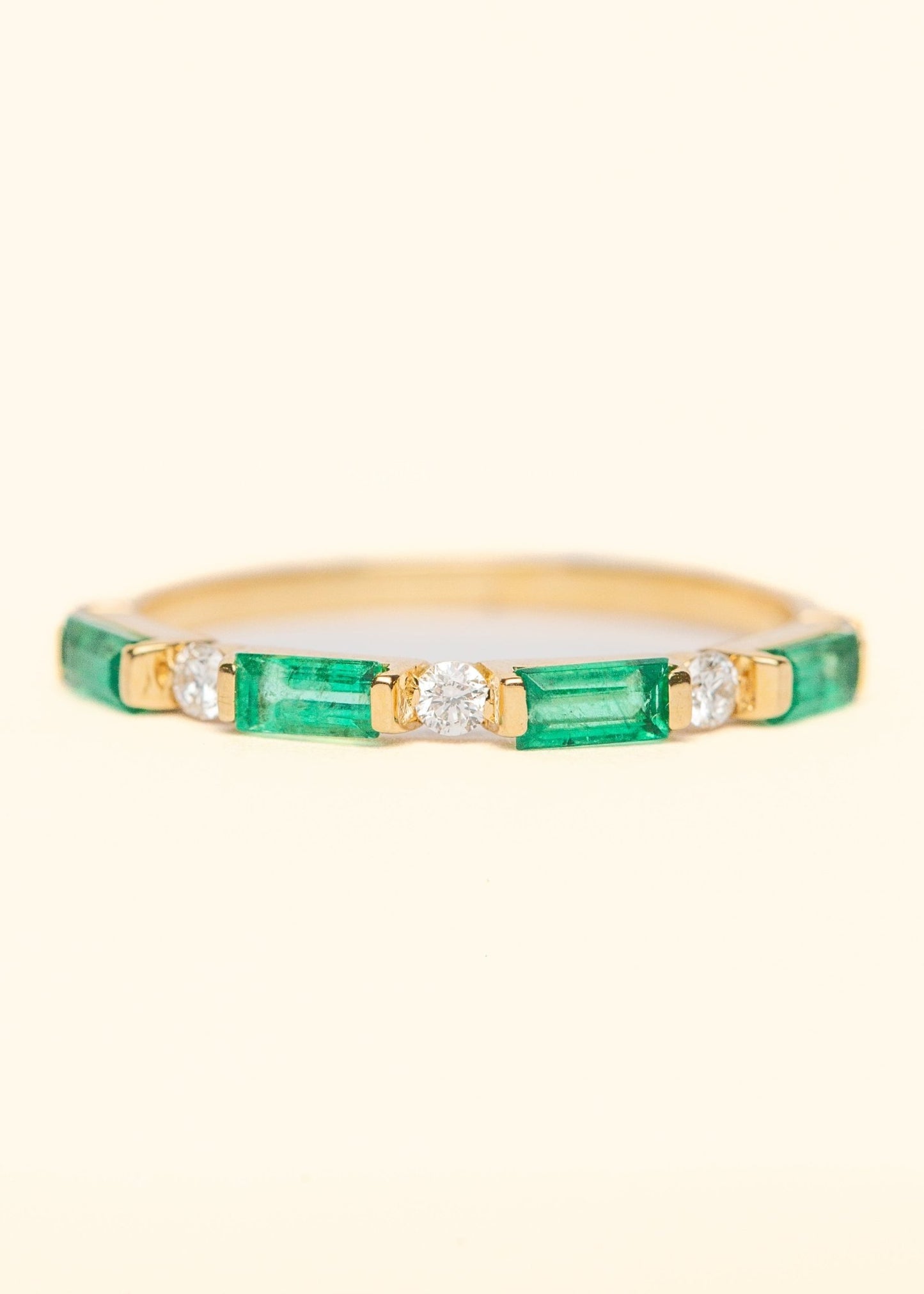 Emerald & Diamond Bar Ring - Mamma's Liquid Love