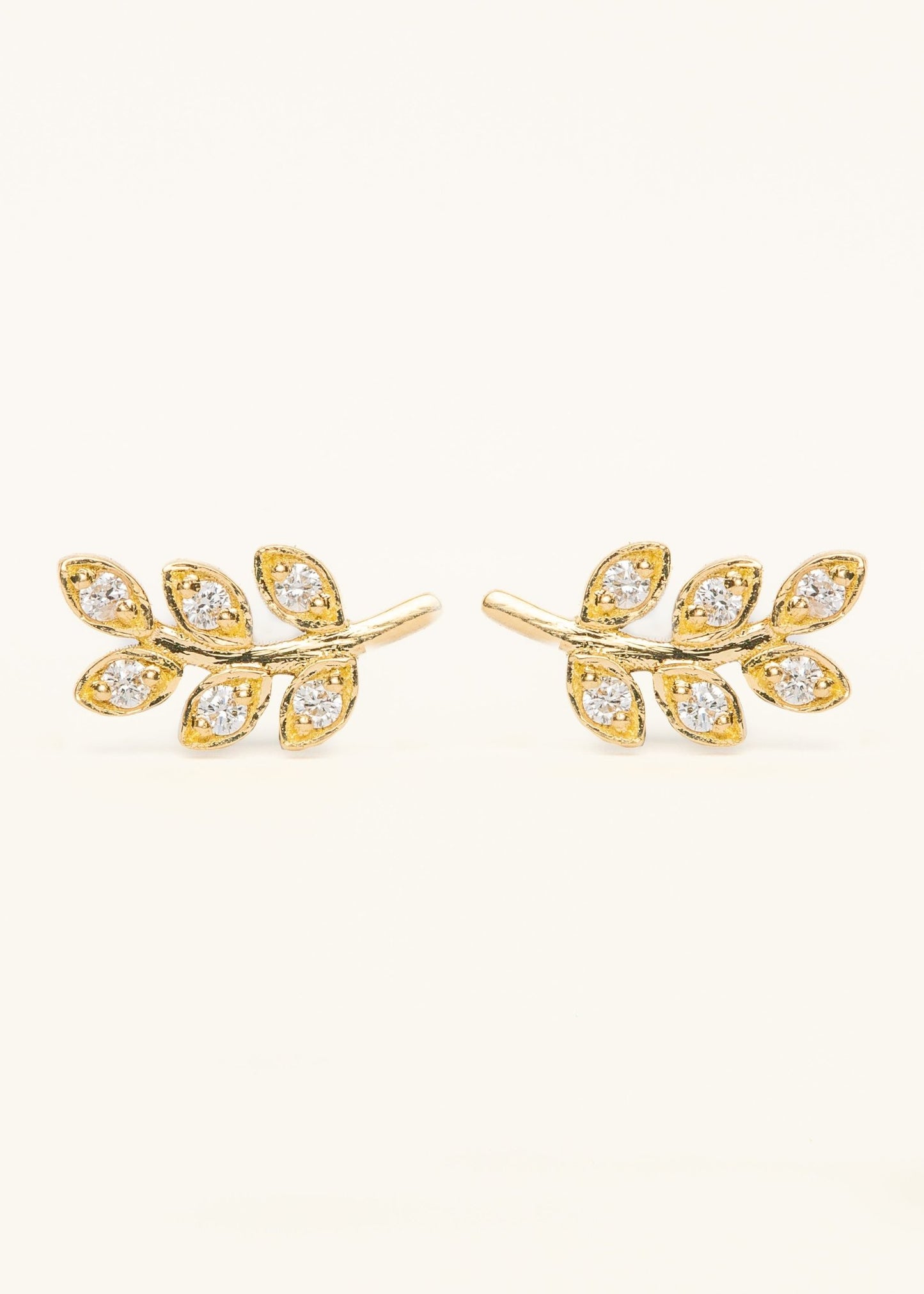 Golden Leaf Diamond Studs - Mamma's Liquid Love