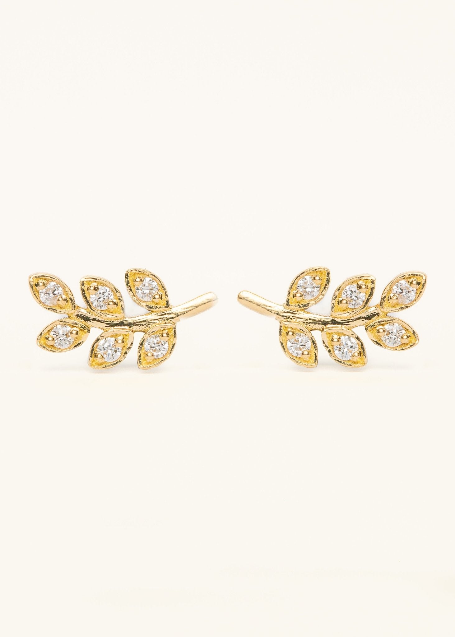 Golden Leaf Diamond Studs - Mamma's Liquid Love