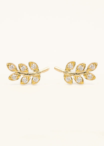 Golden Leaf Diamond Studs - Mamma's Liquid Love