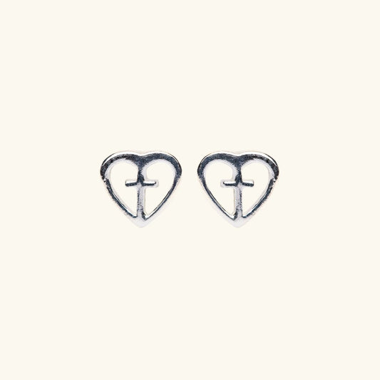 Heart and Cross Stud Earrings - Mamma's Liquid Love