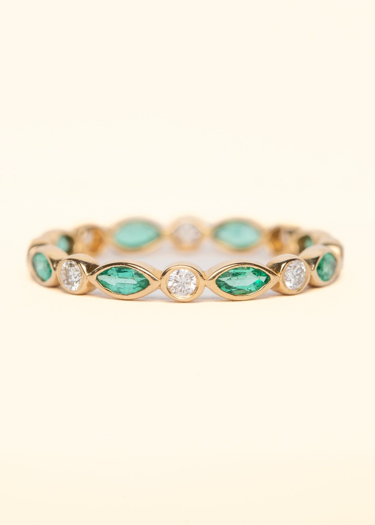 Marquise Emerald Diamond Eternity Band - Mamma's Liquid Love