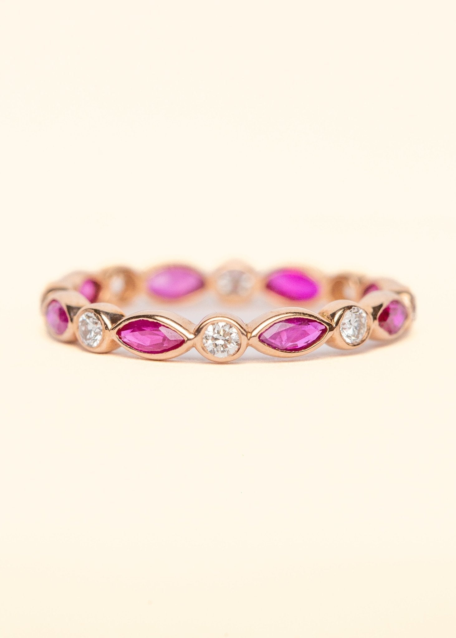 Marquise Ruby Diamond Eternity Band - Mamma's Liquid Love