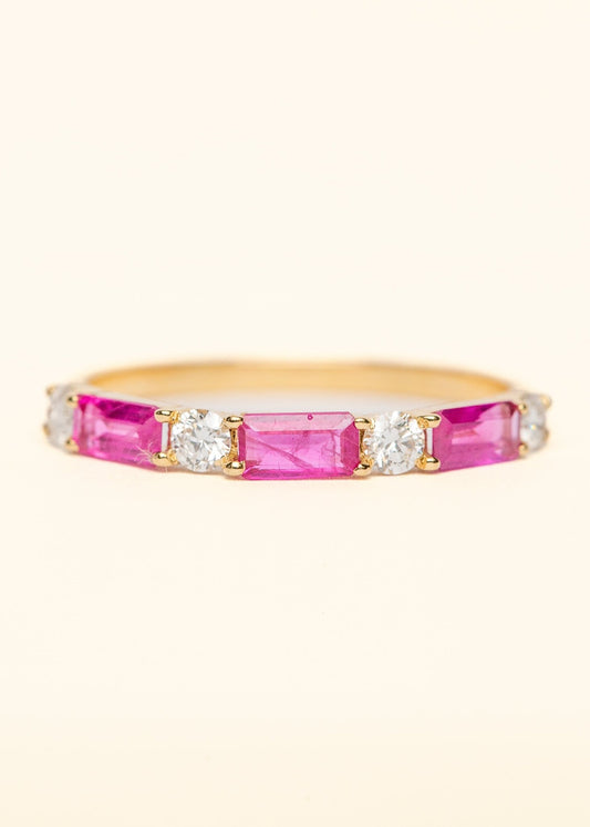 Ruby & Diamond Bar Ring - Mamma's Liquid Love