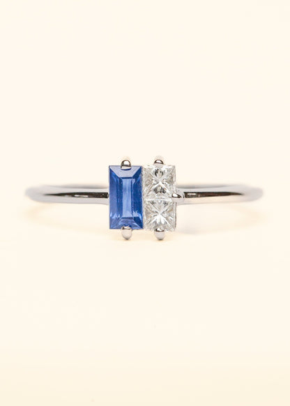 Sapphire & Diamond Baguette Ring - Mamma's Liquid Love