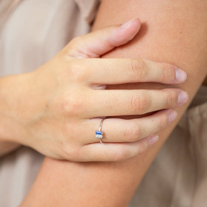 Sapphire & Diamond Baguette Ring - Mamma's Liquid Love